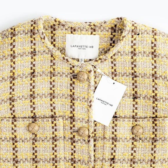 NWT Lafayette 148 New York Button-Down Woven Plaid Jacket $1,498 - Size L - Picture 7 of 16